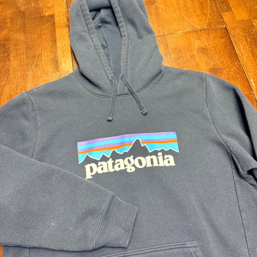 Patagonia P-6 Logo Responsibili-Tee Hoodie Men's Medium Blue‎ Pullover Casual